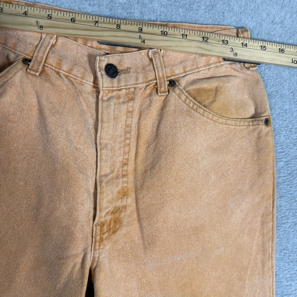 Vintage‎ 1980s Levi's 630-7775 White Tab Jeans Tan Orange Actual 28x34 Talon 42